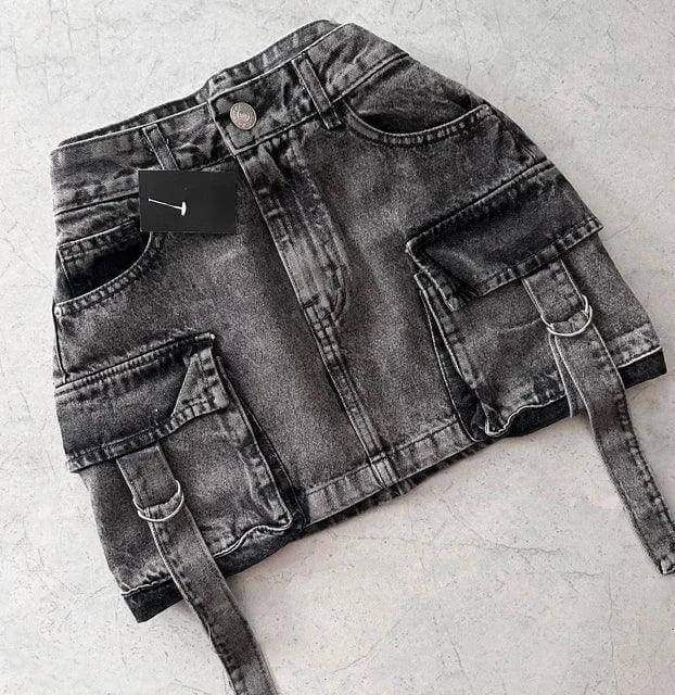 Fashionable High Waist Jean Mini Skirt - Luxivelle