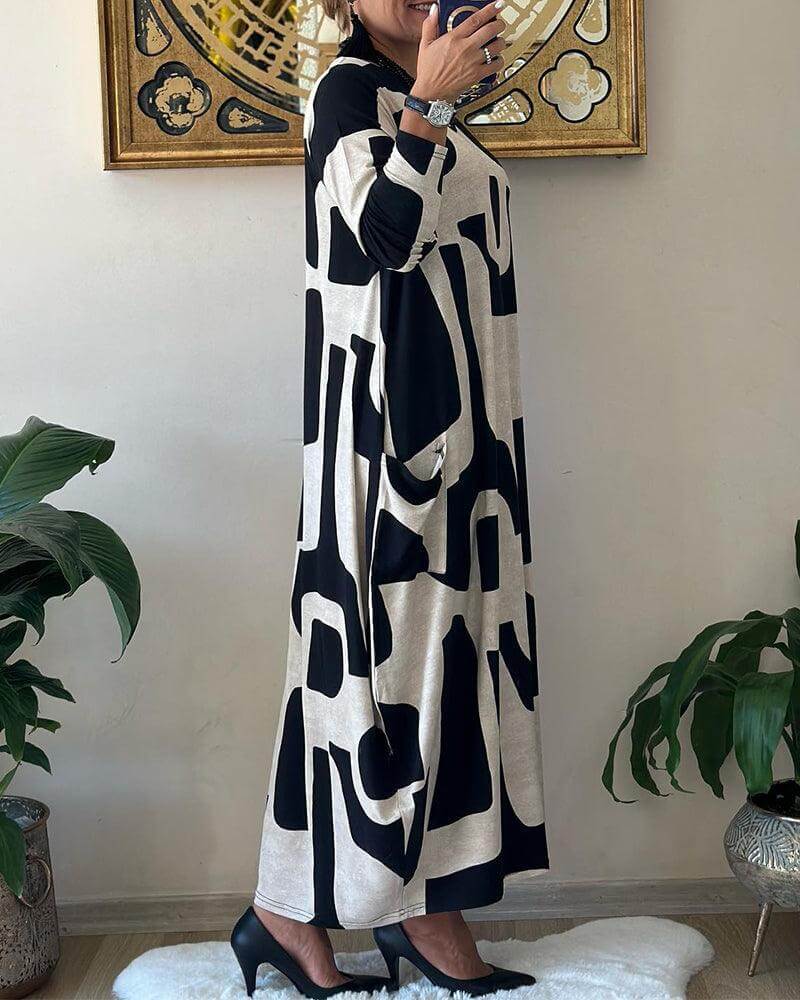Fashionable Floral Long Sleeve Women's Dress