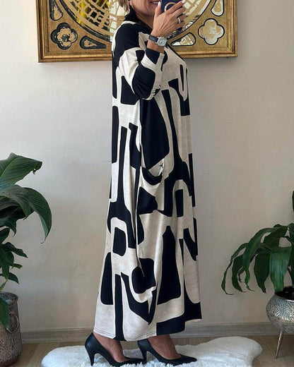 Fashionable Floral Long Sleeve Women's Dress
