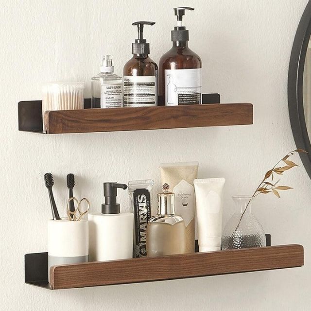 Easy Install Wooden Wall Shelf Storage Rack
