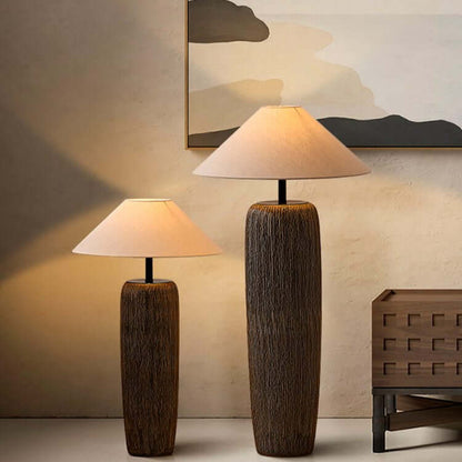 Traditional Wooden Table Lamp with Metal Details