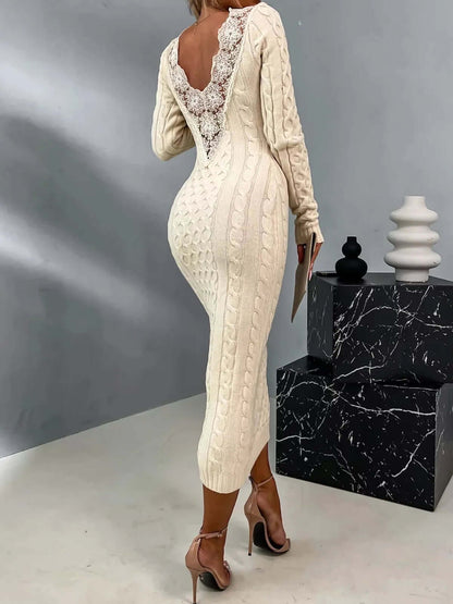 Feminine Crochet Dress with Delicate Back Lace