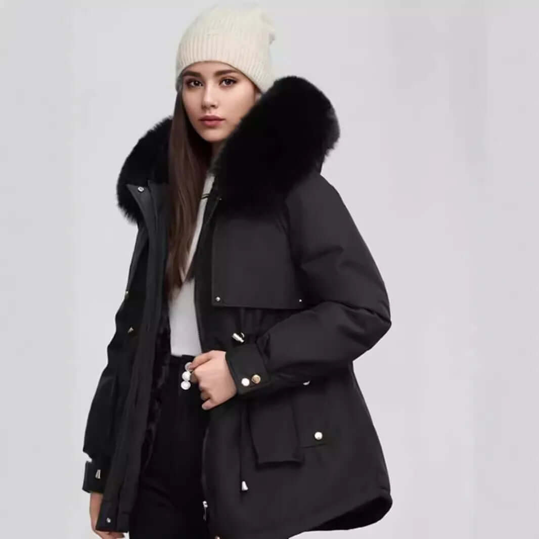 Ladies Warm Faux Fur Lined Parka Coat