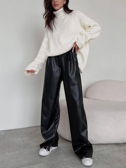 Ladies Comfortable Faux Leather Pants