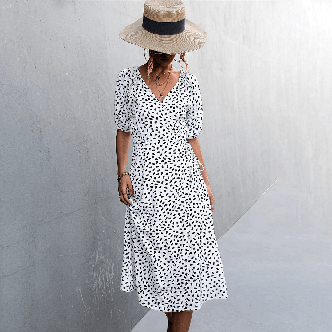 Floral Print Wrap Dress with High Slit