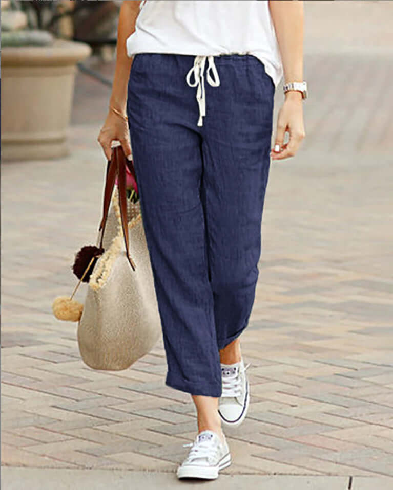 Comfortable Elastic Waist Women's Ankle Trousers