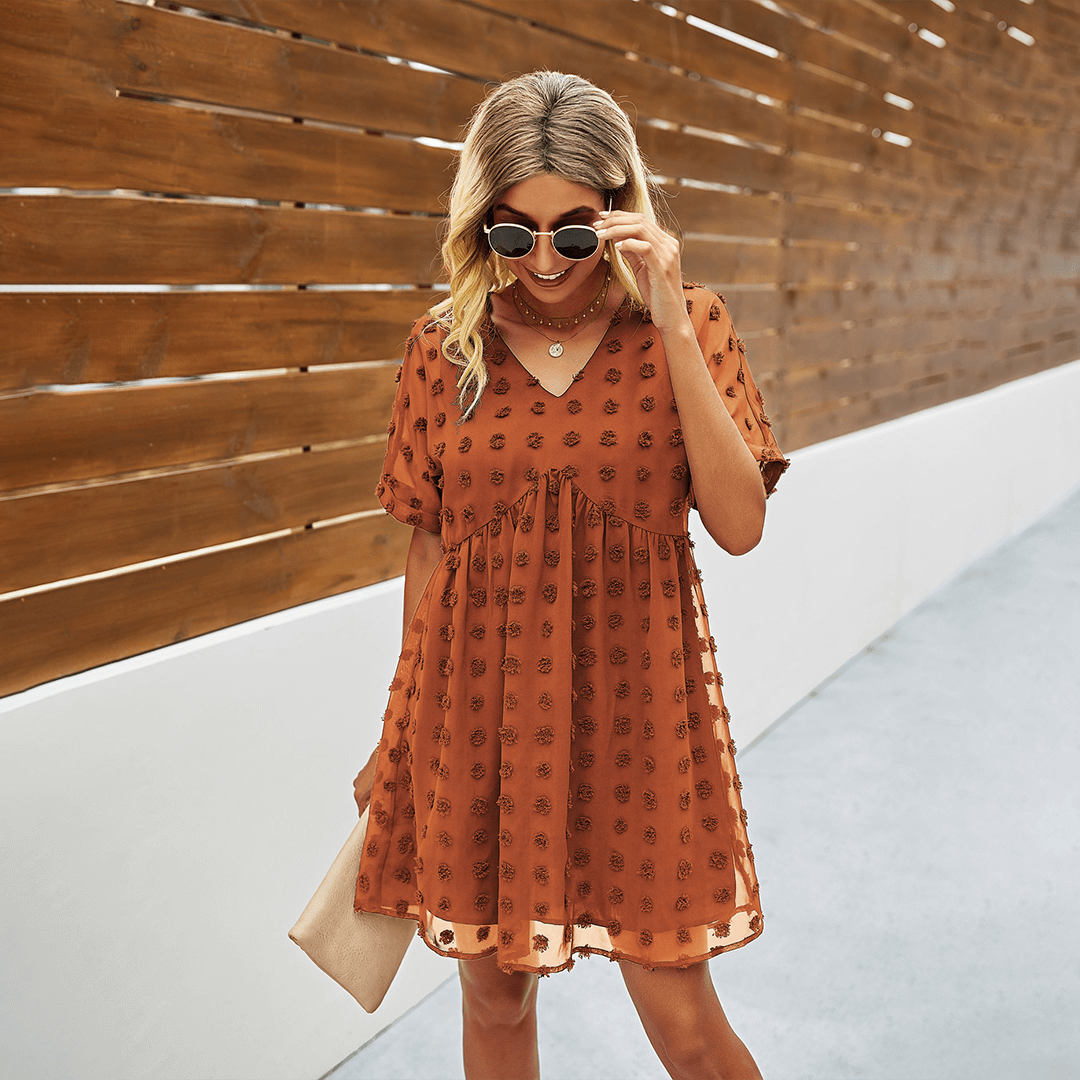 Printed V Neck Mini Sundress