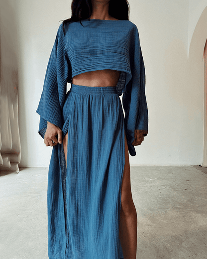 Ladies' Cold Shoulder Tunic and Long Skirt Outfit