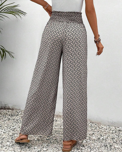 Womens Comfort Fit Printed Wide Leg Pants