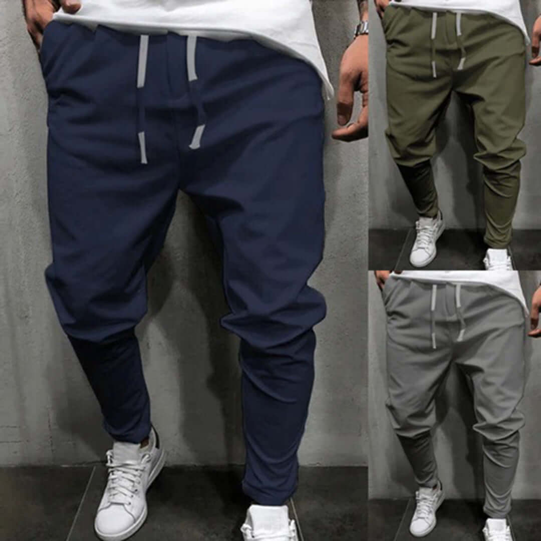 Slim Fit Men's Jogger Pants - Elastic Waistband