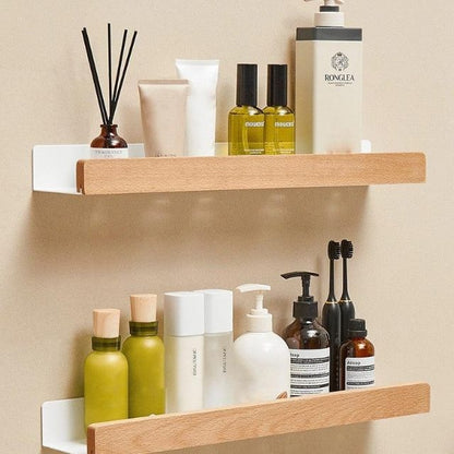 Easy Install Wooden Wall Shelf Storage Rack