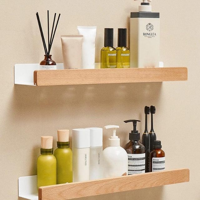 Easy Install Wooden Bathroom Storage Shelf