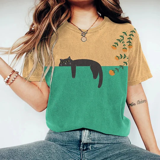 Variant image for Vespera Two-Tone Graphic Tee – Soft Cotton, Oversized Fit-25