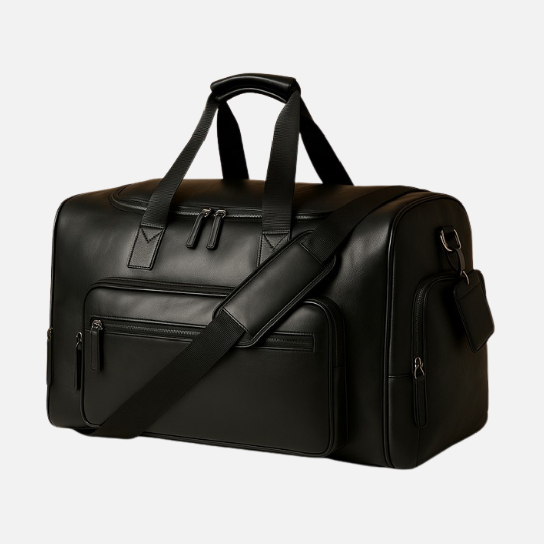 Men's Large Faux Leather Weekend Bag - Travel Duffle Overnight Bag