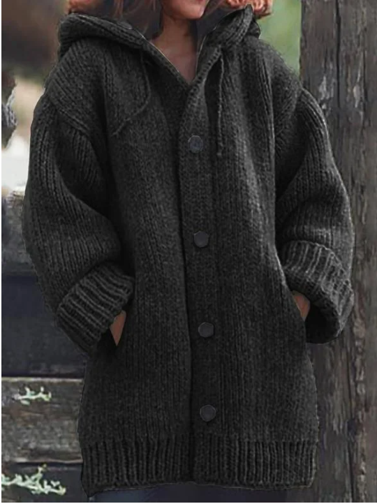Warm Women's Layered Cardigan with Hood - Luxivelle