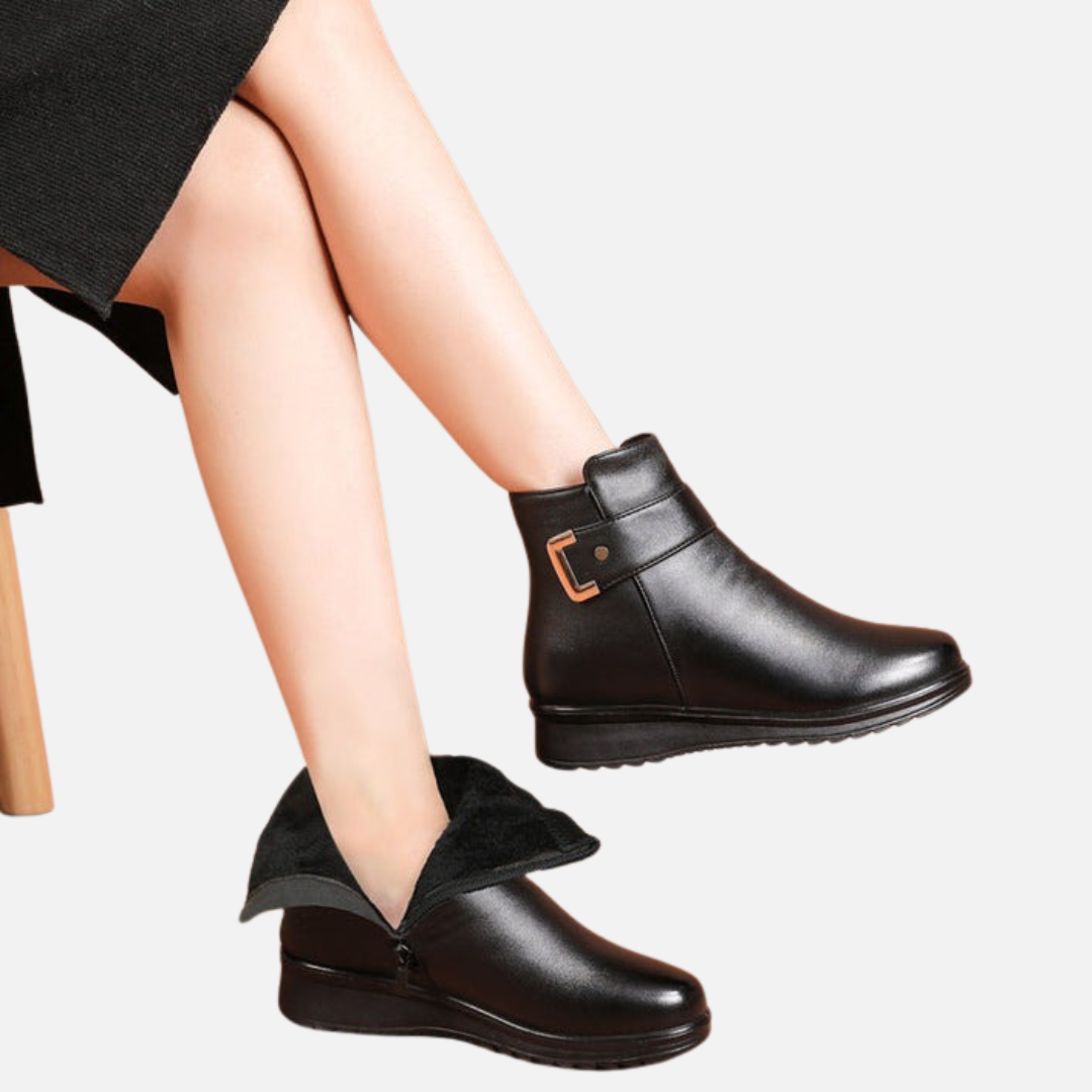 Women's Ankle Boots - Warm Faux Fur Lined Comfort Walking Shoes