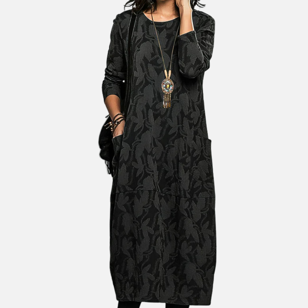 Jasmine | Long Sleeve Abstract Maxi Dress