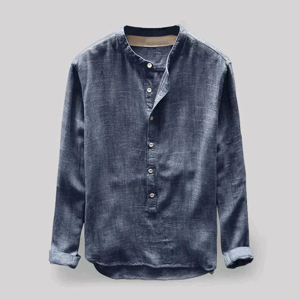 Casual Fit Button Front Henley Shirt - Luxivelle