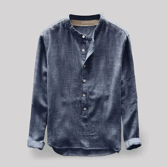 Casual Fit Button Front Henley Shirt - Luxivelle