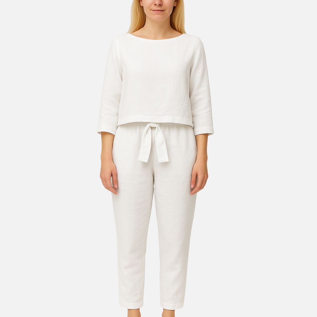 Women's Linen Co-ord Set - Breathable Summer Top & Trousers