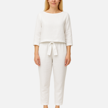 Women's Linen Co-ord Set - Breathable Summer Top & Trousers