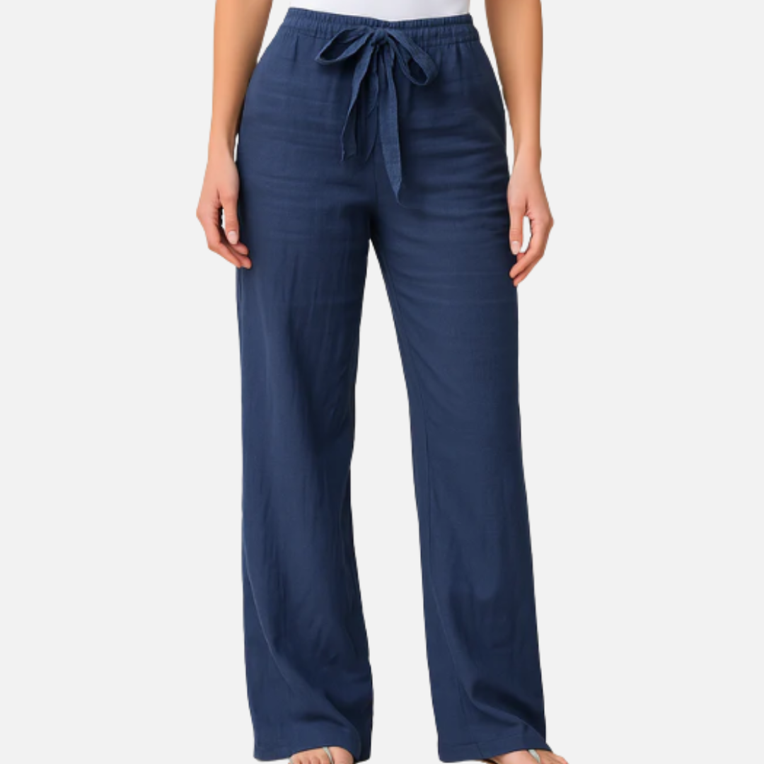 Nida | Women's Tie Waist Linen Trousers