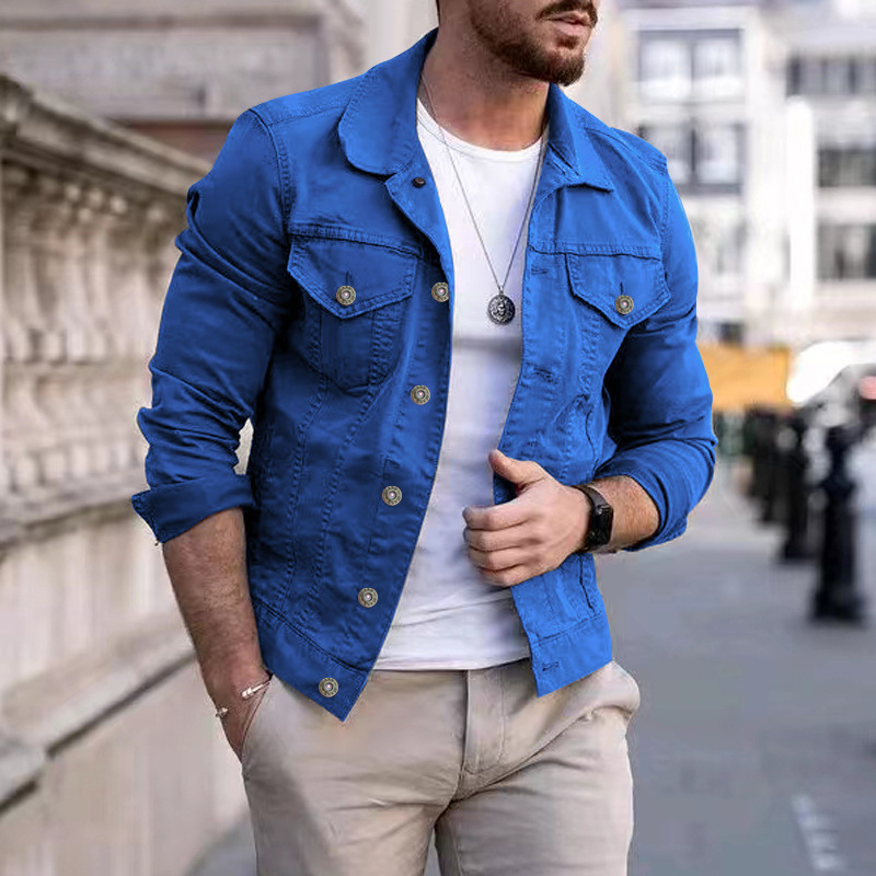 Simple Solid Colour Mens Jacket with Slim Fit
