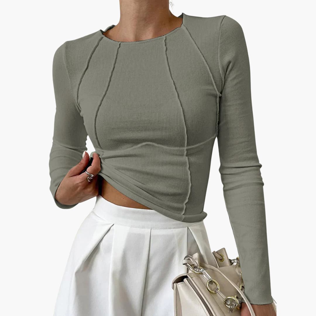 Fitted Seamed Long Sleeve Women's Top
