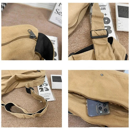 Versatile Canvas Crossbody Messenger Bag for Daily Use