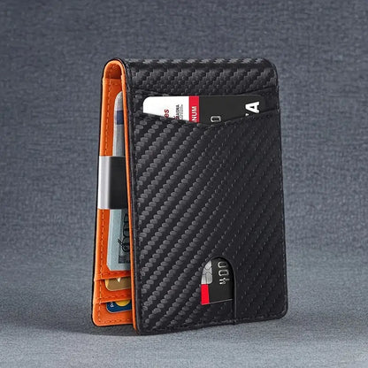 Secure Slim Travel Wallet – Black Leather Fold for Men - Luxivelle