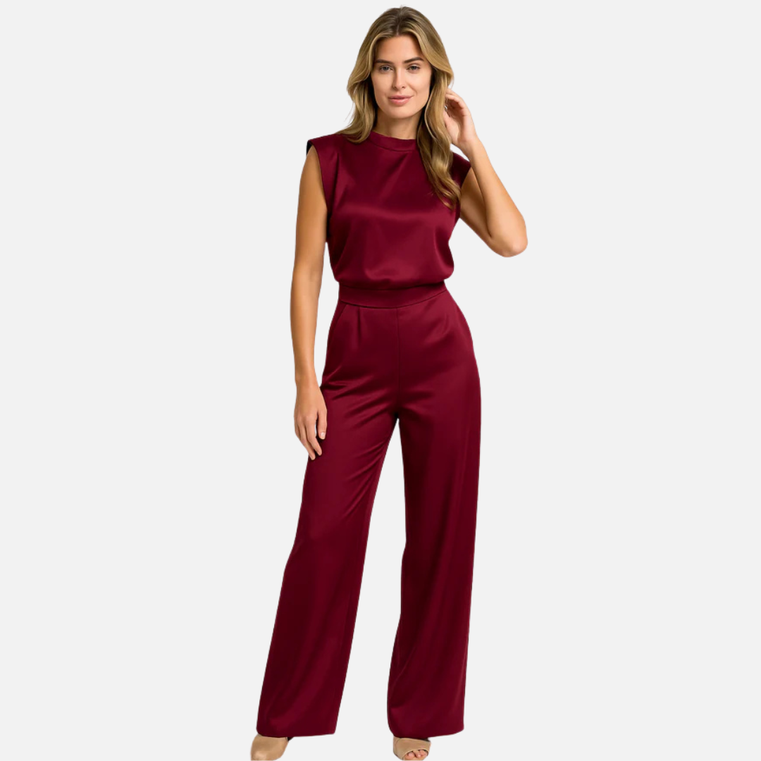 Elsa | Women's Satin High Neck Jumpsuit