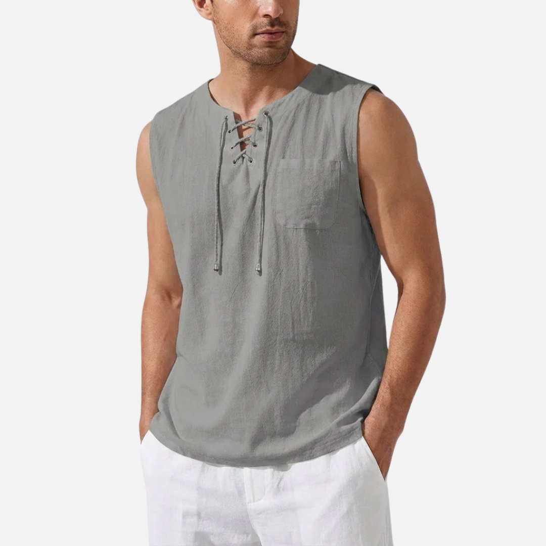 Men’s Sleeveless Tank Top Lace-Up