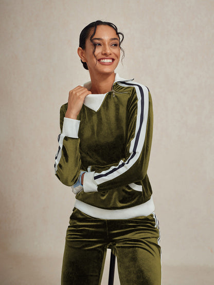 Soft Plush Long Sleeve Off Center Sweatshirt