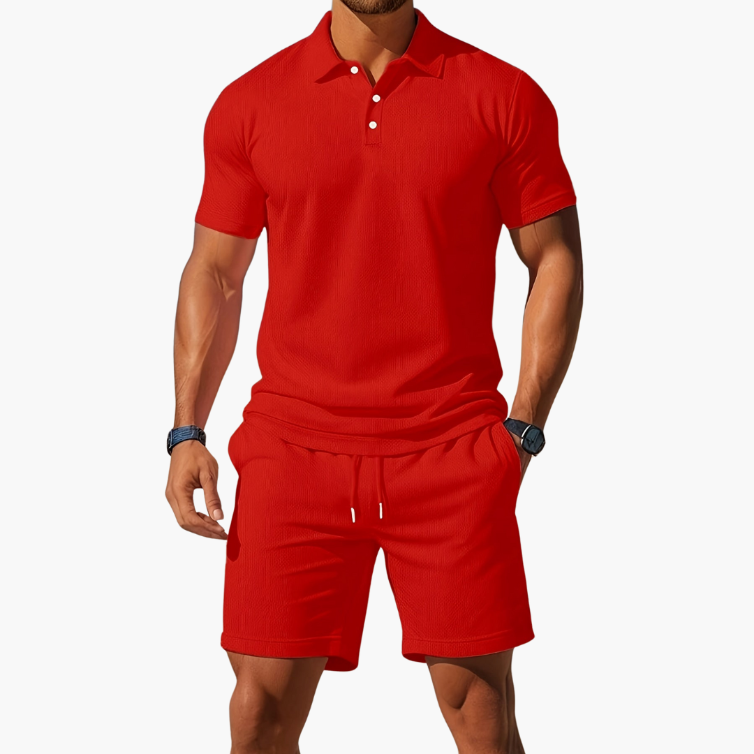 Men's Classic Cotton Polo Shirt and Shorts Set