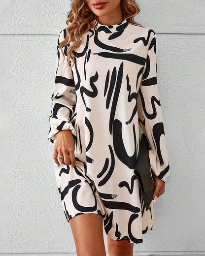 Casual Graphic Print Crew Neck Dress