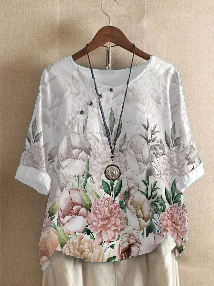 Casual V-Neck Floral Women's Top