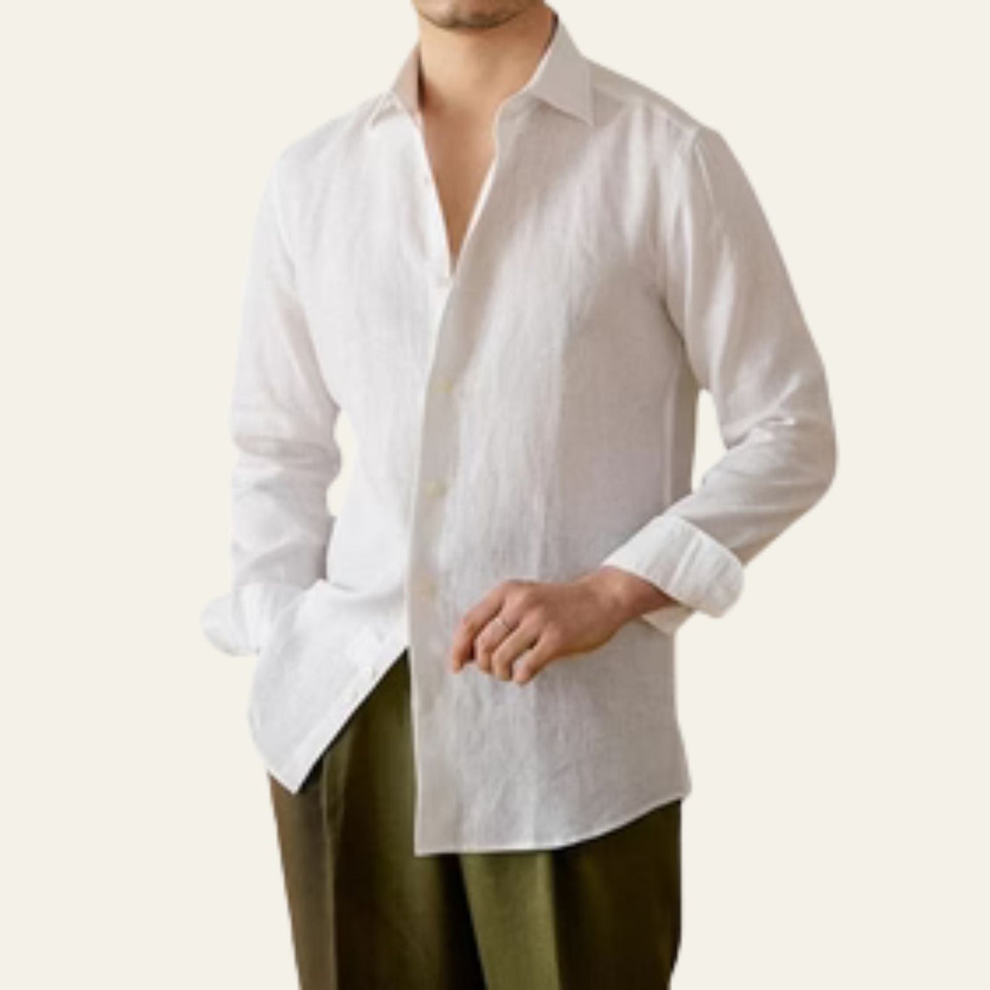 Relaxed Fit Men's Cotton Long Sleeve Dress Shirt