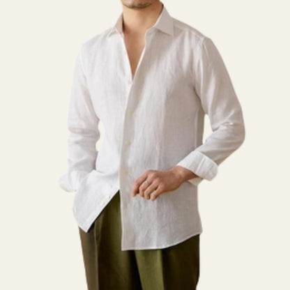 Relaxed Fit Men's Cotton Long Sleeve Dress Shirt