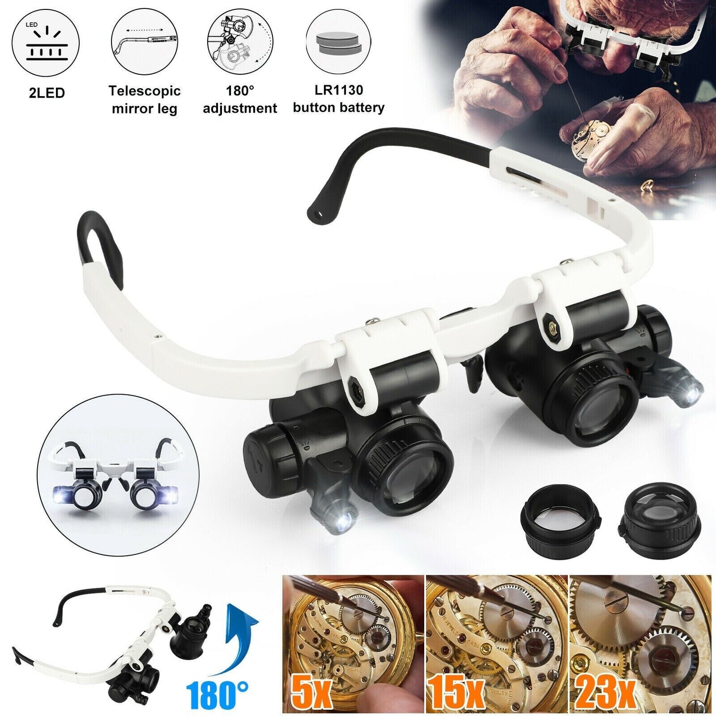 Versatile LED Magnifying Headband for Jewelry Repair