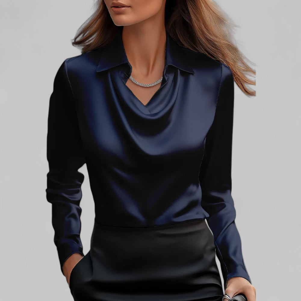 Relaxed Fit V Neck Women's Blouse