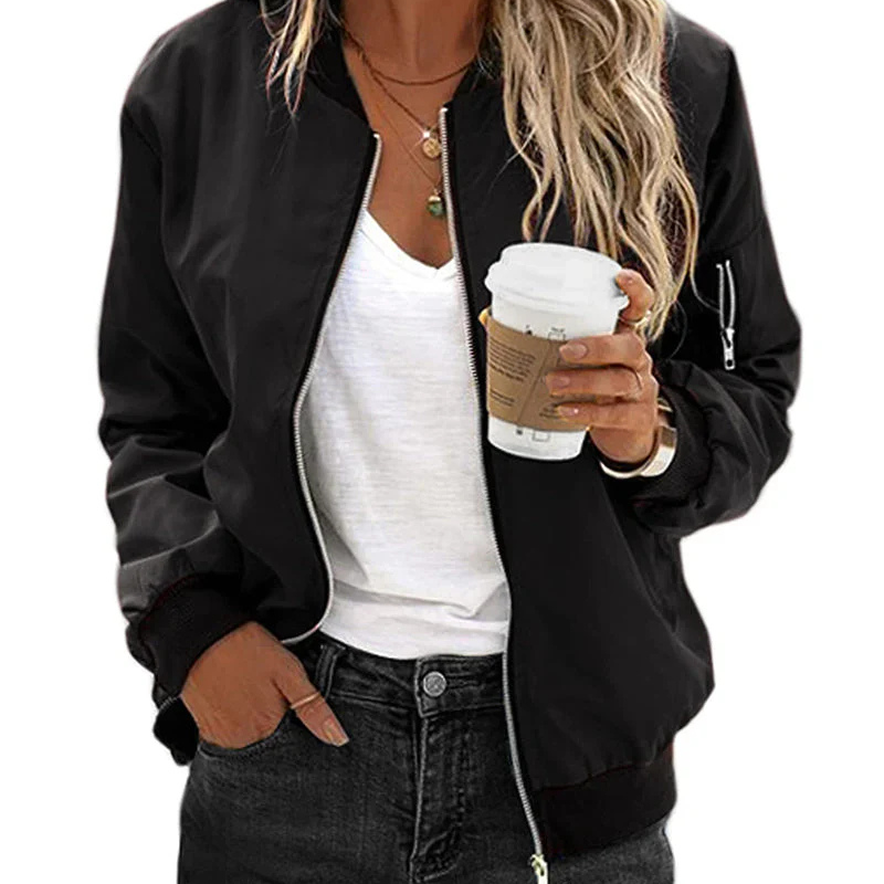 Ladies' Soft Bomber Cotton Jacket Everyday Coat - Luxivelle