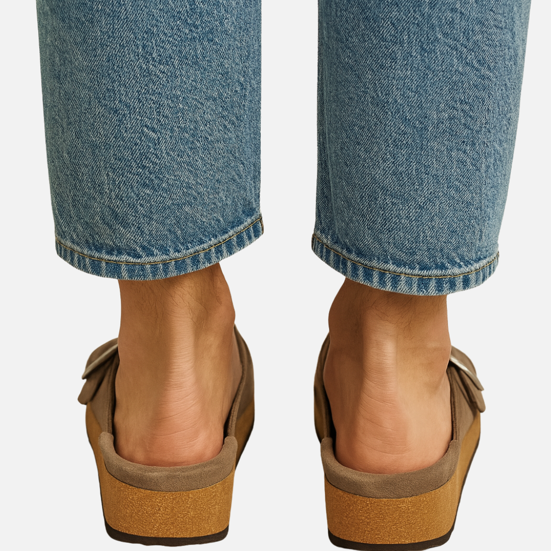 Men’s Suede Mules with Buckle - Closed Toe Slip-On Sandals