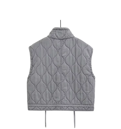 Thalia Sleeveless Jacket – Soft Cotton, Elegant Stand-Up Collar-2