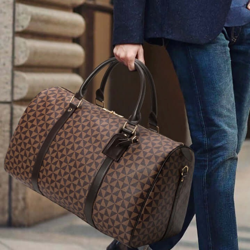 Luxury Leather Men Women Duffle Travel Bag