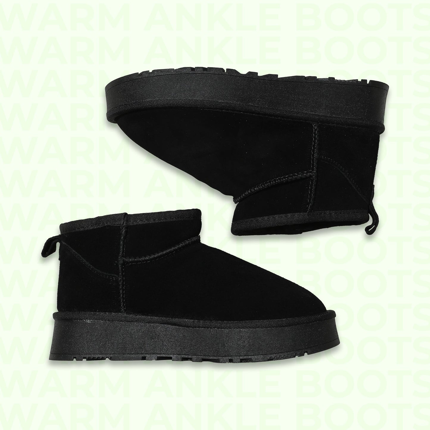 Cozy Fleece Ankle Boots - Thick Insulated Soles