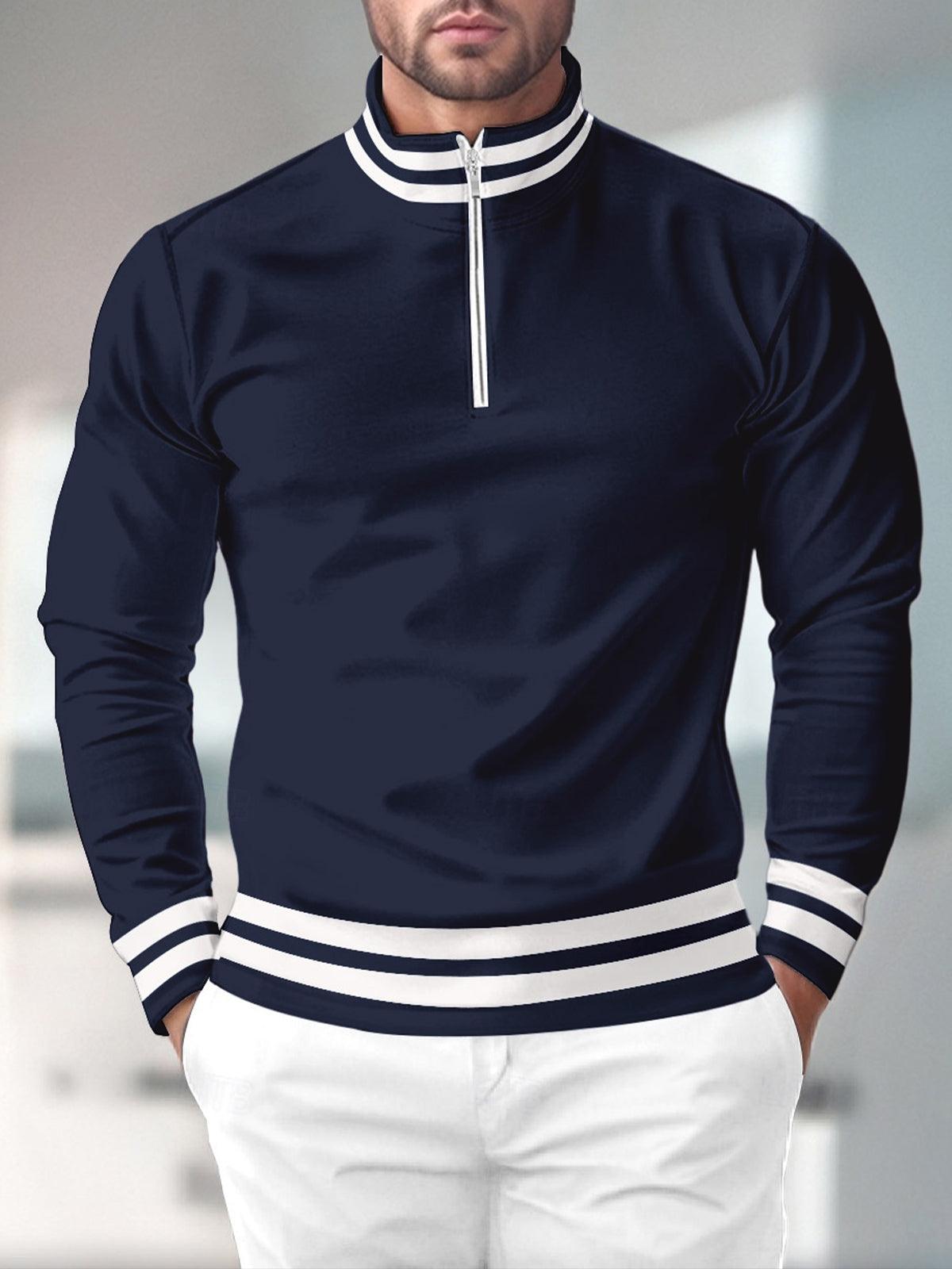Stylish Navy Men's Golf Polo Quarter Zip UPF50+