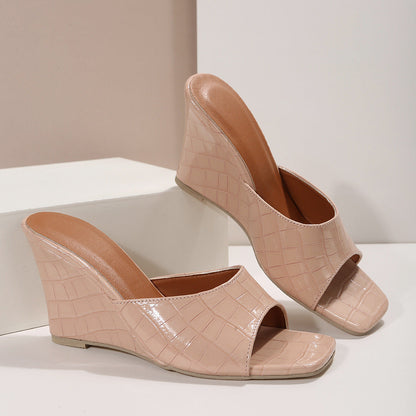 Fake Snake Skin High Heel Wedges