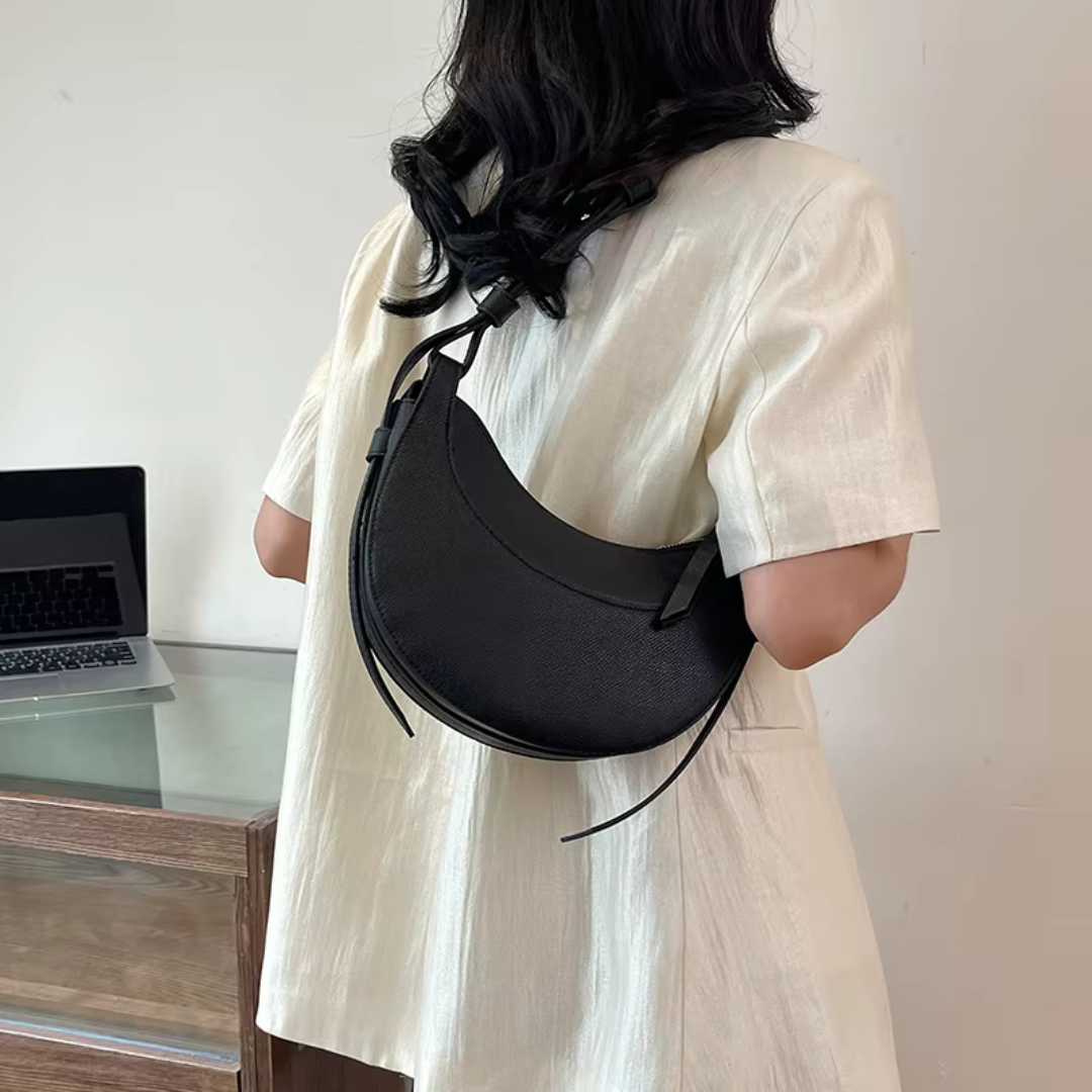 Crescent Chic | Black Shoulder Bag for Women 5