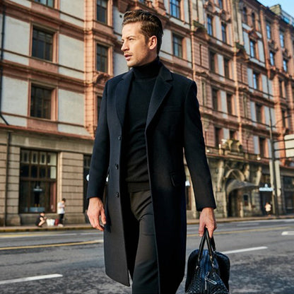 Classic Men's Overcoat with Lapel Collar - Luxivelle
