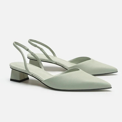 Comfortable Women's Leather Pointed Toe Block Heel Sandals - Luxivelle